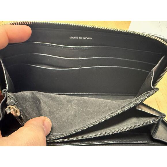 CHANEL CC Classic Quilted Patent Leather Zip Around Long Wallet Black Silver COA - Picture 11 of 16